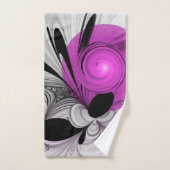 Abstraktes Schwarzes Grau mit Magenta Fraktal Kuns Badhandtuch Set (Handtuch)