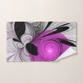Abstraktes Schwarzes Grau mit Magenta Fraktal Kuns Badhandtuch Set (Handtuch)