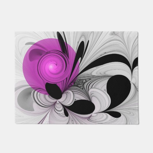 Abstraktes Schwarzes Grau mit Magenta Fraktal Kuns Fußmatte (Vorderseite)