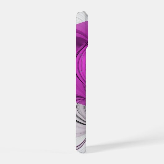 Abstraktes Schwarzes Grau mit Magenta Fraktal Kuns iPhone 15 Hülle (Rechte Seite)