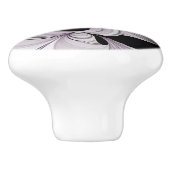 Abstraktes Schwarzes Grau mit Magenta Fraktal Kuns Keramikknauf (Seitenansicht)