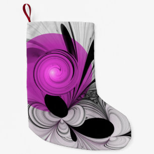 Abstraktes Schwarzes Grau mit Magenta Fraktal Kuns Kleiner Weihnachtsstrumpf
