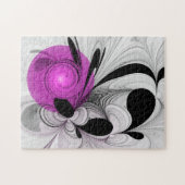 Abstraktes Schwarzes Grau mit Magenta Fraktal Kuns Puzzle (Horizontal)