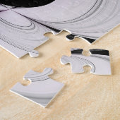 Abstraktes Schwarzes Grau mit Magenta Fraktal Kuns Puzzle (Seite)