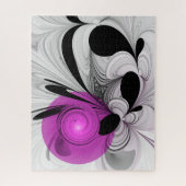 Abstraktes Schwarzes Grau mit Magenta Fraktal Kuns Puzzle (Vertikal)