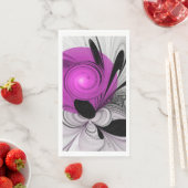 Abstraktes Schwarzes Grau mit Magenta Fraktal Kuns Serviette (Beispiel)