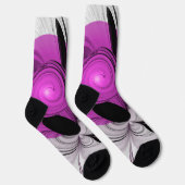 Abstraktes Schwarzes Grau mit Magenta Fraktal Kuns Socken (Rechts)