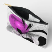 Abstraktes Schwarzes Grau mit Magenta Fraktal Kuns Zubehörtasche (Offen)