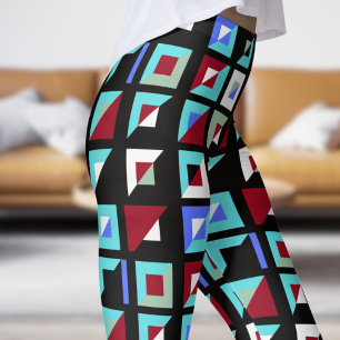 Abstraktes schwarzes Mosaikmuster Leggings