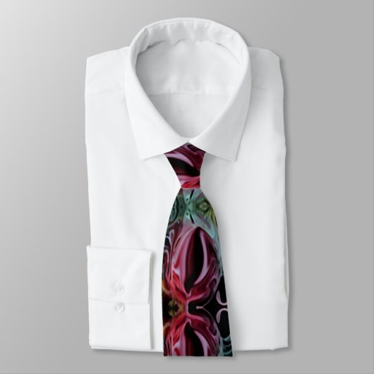Abstraktes Schwarzes Muster, Maroon Neck Tie Krawatte (Gebunden)