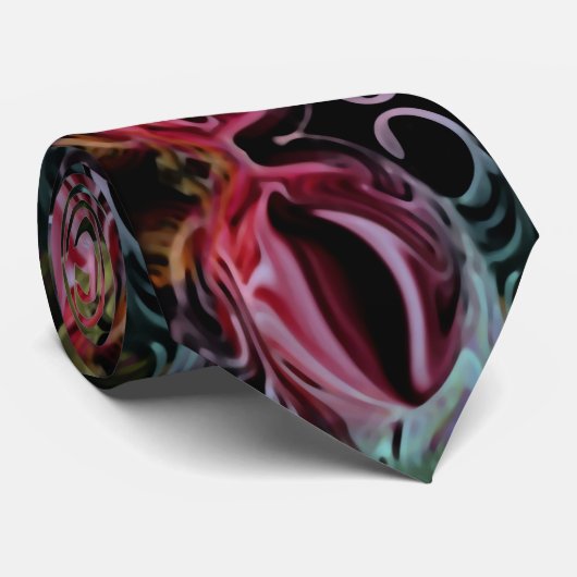 Abstraktes Schwarzes Muster, Maroon Neck Tie Krawatte (Gerollt)