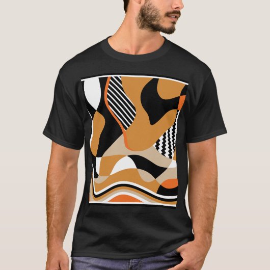 Abstraktes schwarzes Muster T-Shirt (Vorderseite)