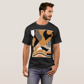 Abstraktes schwarzes Muster T-Shirt (Vorne ganz)