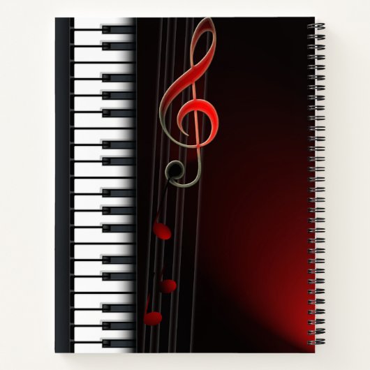 Abstraktes schwarzes Piano und Clef Notizblock (Rückseite)