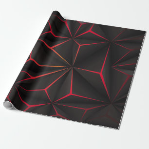 Abstraktes schwarzes Polygon rotes Licht futuristi Geschenkpapier