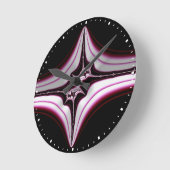 Abstraktes schwarzes Rosa Symmetrisches Fraktal  Runde Wanduhr (Winkel)