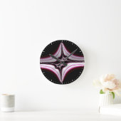 Abstraktes schwarzes Rosa Symmetrisches Fraktal  Runde Wanduhr (Zuhause)