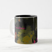 Abstraktes Schwarzes Rosa und Gold Zweifarbige Tasse (Vorderseite Links)