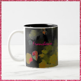 Abstraktes Schwarzes Rosa und Gold Zweifarbige Tasse