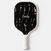 Abstraktes Schwarzes Skript Name Pickleball Paddle (Vorderseite)