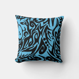 Abstraktes Schwarzes Stammdesign Solid Blue auf de Kissen