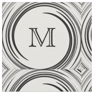 Abstraktes Schwarzes Swirl Monogramm #2 Stoff