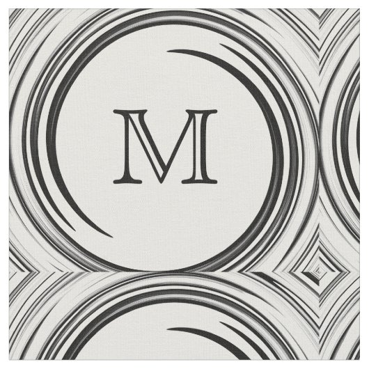 Abstraktes Schwarzes Swirl Monogramm #2 Stoff (Nahaufnahme)