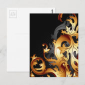 abstraktes, schwarzes und goldenes Blatt Postkarte (Vorne/Hinten)