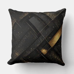 Abstraktes schwarzes und goldenes geometrisches De Kissen