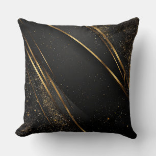 Abstraktes schwarzes und goldenes geometrisches De Kissen