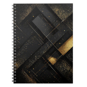 Abstraktes schwarzes und goldenes geometrisches De Notizblock
