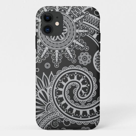 Abstraktes schwarzes und graues Blumenmuster Case-Mate iPhone Hülle (Rückseite)