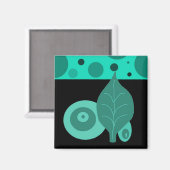 Abstraktes Schwarzes und Grünes Blatt Magnet (Vorderseite/Rückseite)