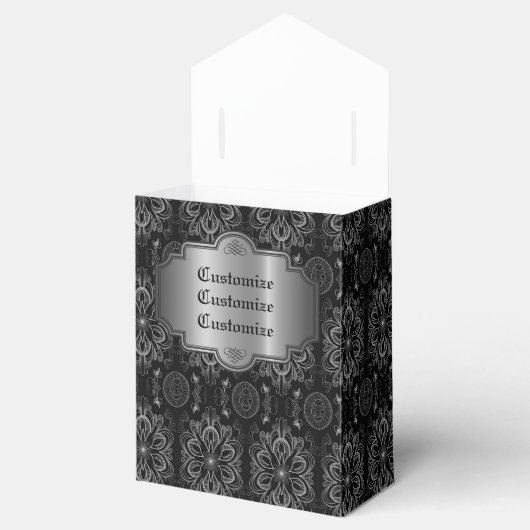 Abstraktes schwarzes und silberes Zelt Geschenkschachtel (Geöffnet)