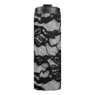 Abstraktes schwarzes und weißes Kleid einer Frau a Thermosbecher