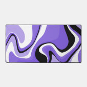 Abstraktes Schwarzes, Weiß und Lila Fluid Schreibtischunterlage (Vorderseite)