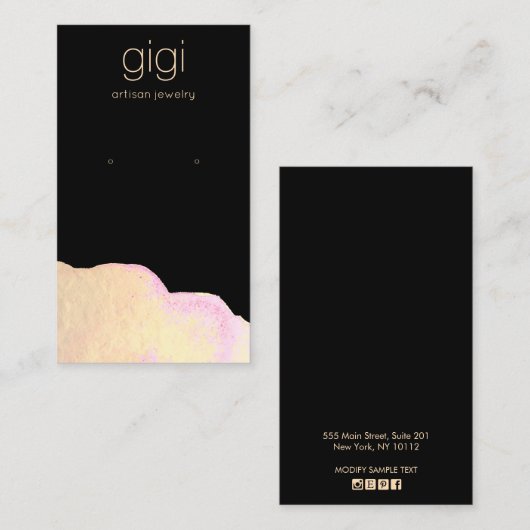 Abstraktes Schwarzgoldfarben-Earring-Display Visitenkarte (Vorne/Hinten)