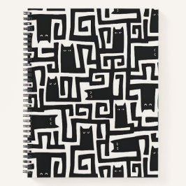 Abstraktes Schwarzkatzen-Muster-Notizbuch Journal Notizblock