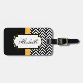 Abstraktes Schwarzweiss-Muster Gepäckanhänger (Vorderseite horizontal)