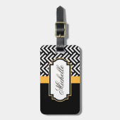 Abstraktes Schwarzweiss-Muster Gepäckanhänger (Vorderseite vertikal)