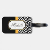 Abstraktes Schwarzweiss-Muster Gepäckanhänger (Rückseite horizontal)