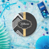 Abstraktes Schwarzweiss-Muster Pappteller (Party)