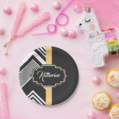 Abstraktes Schwarzweiss-Muster Pappteller (Party)