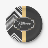 Abstraktes Schwarzweiss-Muster Pappteller (Vorderseite)