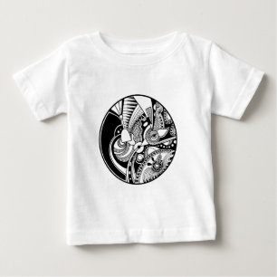 Abstraktes Schwarzweiss-zendala auf Kreis Baby T-shirt