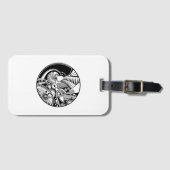 Abstraktes Schwarzweiss-zendala auf Kreis Gepäckanhänger (Vorderseite (Horizontal))