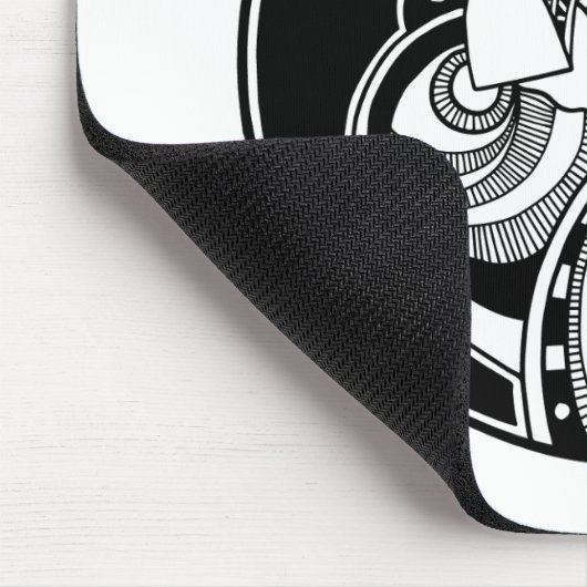 Abstraktes Schwarzweiss-zendala auf Kreis Mousepad (Ecke)