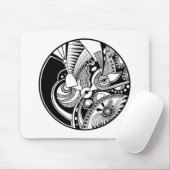 Abstraktes Schwarzweiss-zendala auf Kreis Mousepad (Mit Mouse)