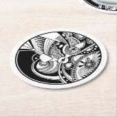 Abstraktes Schwarzweiss-zendala auf Kreis Runder Pappuntersetzer (Angewinkelt)