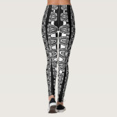 abstraktes Schwarzweißmuster Leggings (Rückseite)